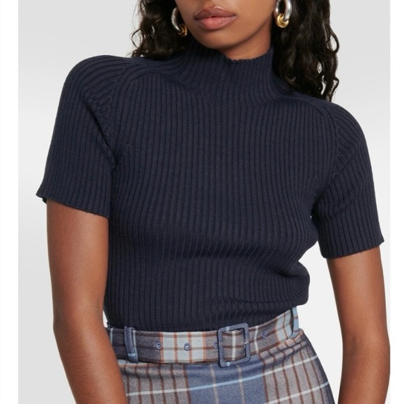 STAUD Patsy Wool Knit Plaid Mini Dress 70s Retro Like New Altered Length - Picture 7 of 16